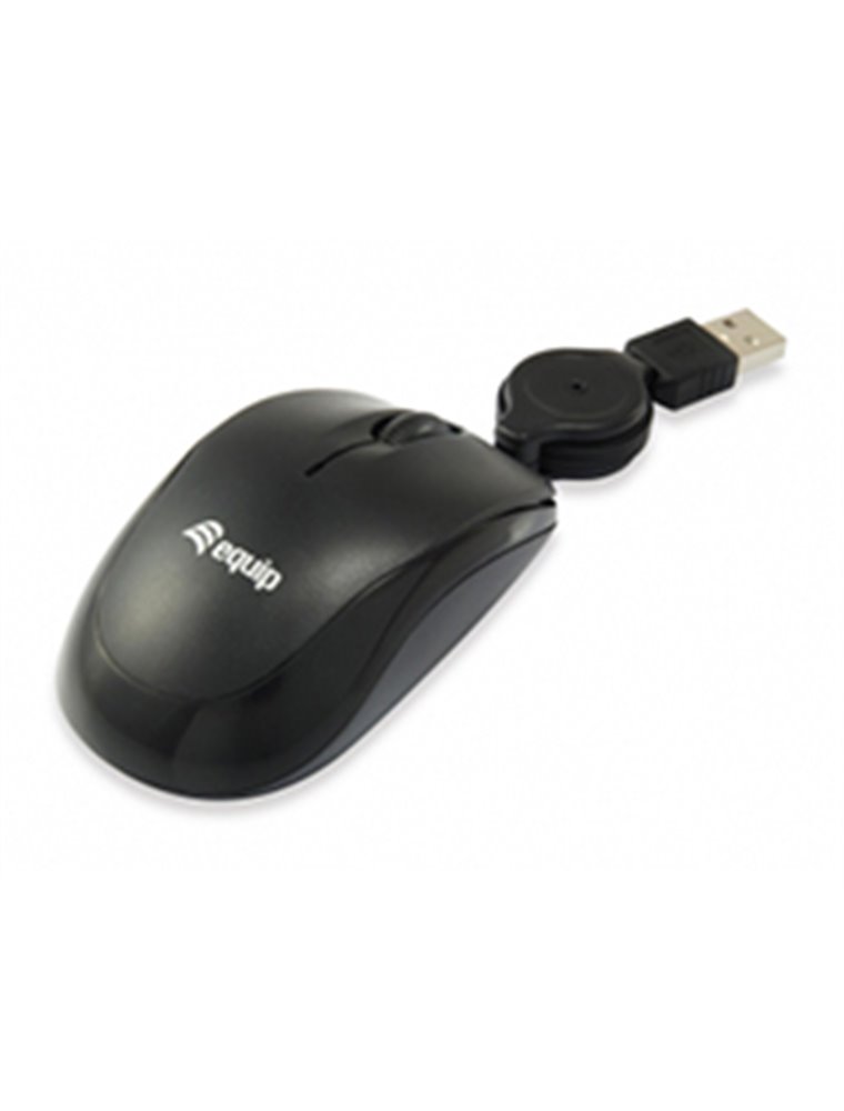Ratón EQUIP Life Óptico USB Retráctil Negro (EQ245103)