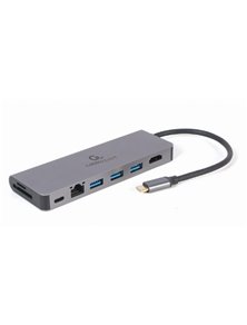 GEMBIRD ADAPTADOR USB-C A 5 EN 1 HUB + HDMI + PD 100W + LECTOR TARJETAS + LAN