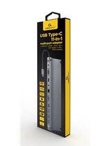 GEMBIRD ADAPTADOR USB-C A 11 EN 1 HUB USB + HDMI + VGA + PD 100W + LECTOR DE TARJETAS + LAN + AUDIO