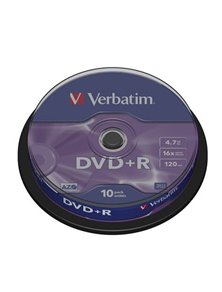 TARRINA 10 UNIDADES DVD+R VERBATIM 16X ADVANCED